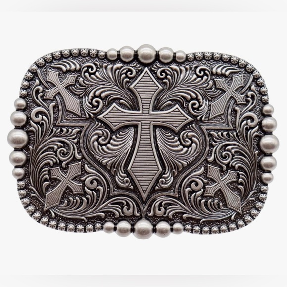 Silver Metal Cross Belt Buckle - Picture 1 of 5